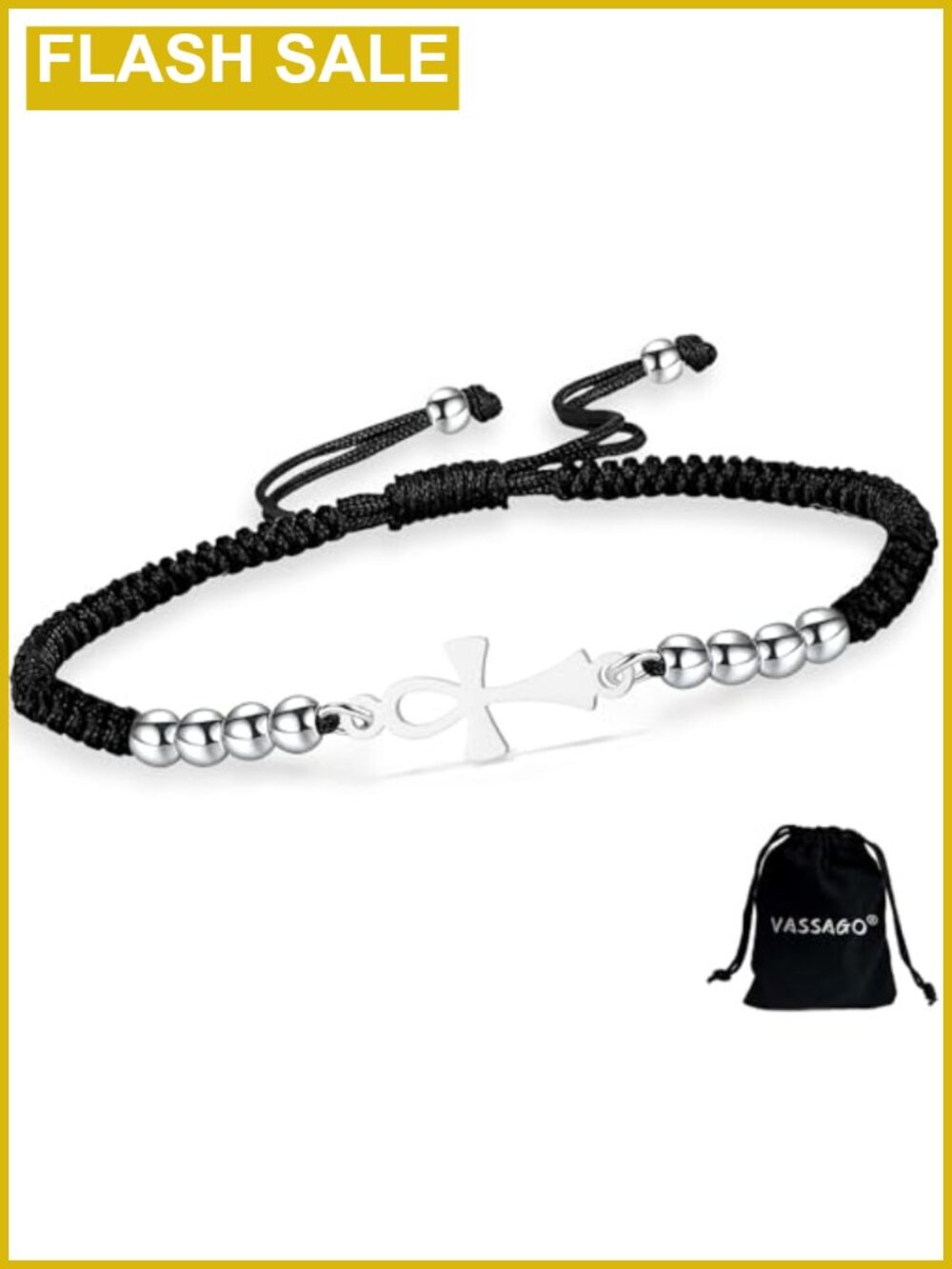 Ankh Cross Bracelet Stainless Steel Adjustable Egypt Key of Life